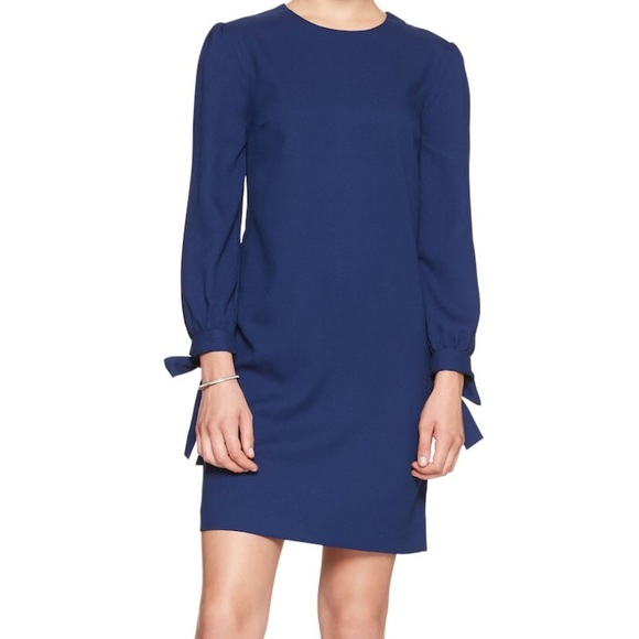 navy shift dress long sleeve